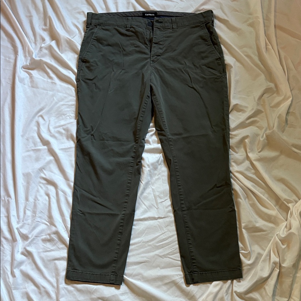 Express Dark Olive Green Men's Chino Pants